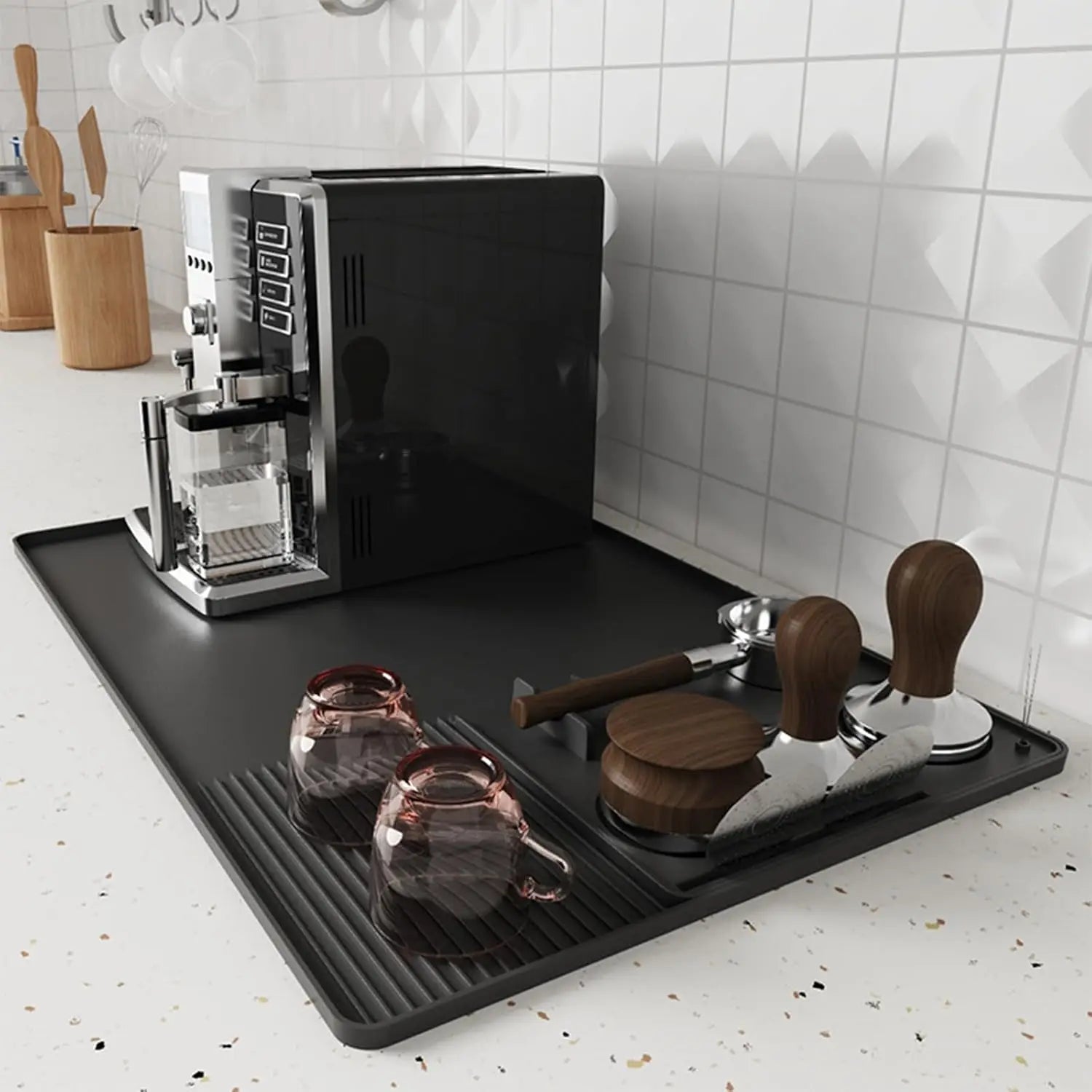 3 in 1 Silicone Coffee Mat Non Slip Bar Mat for Coffee Station Countertop
