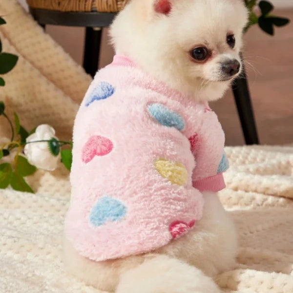 Heart Print Dog Vest Soft Flannel Puppy Coat for Small Dogs