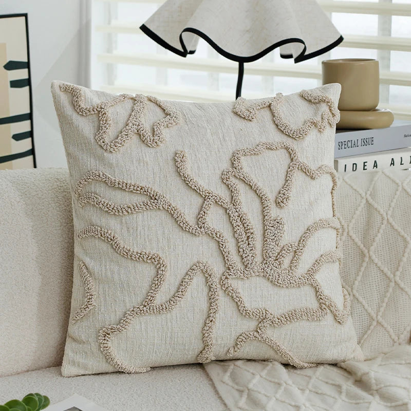 45x45 Boho Chenille Throw Pillow Cover Soft Geometric Cushion Case for Sofa Living Room
