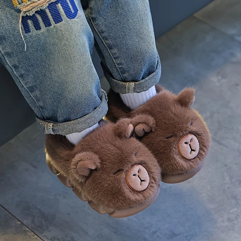 Kids Capybara Cotton Slippers Warm Non Slip Slip On Shoes for Boys & Girls