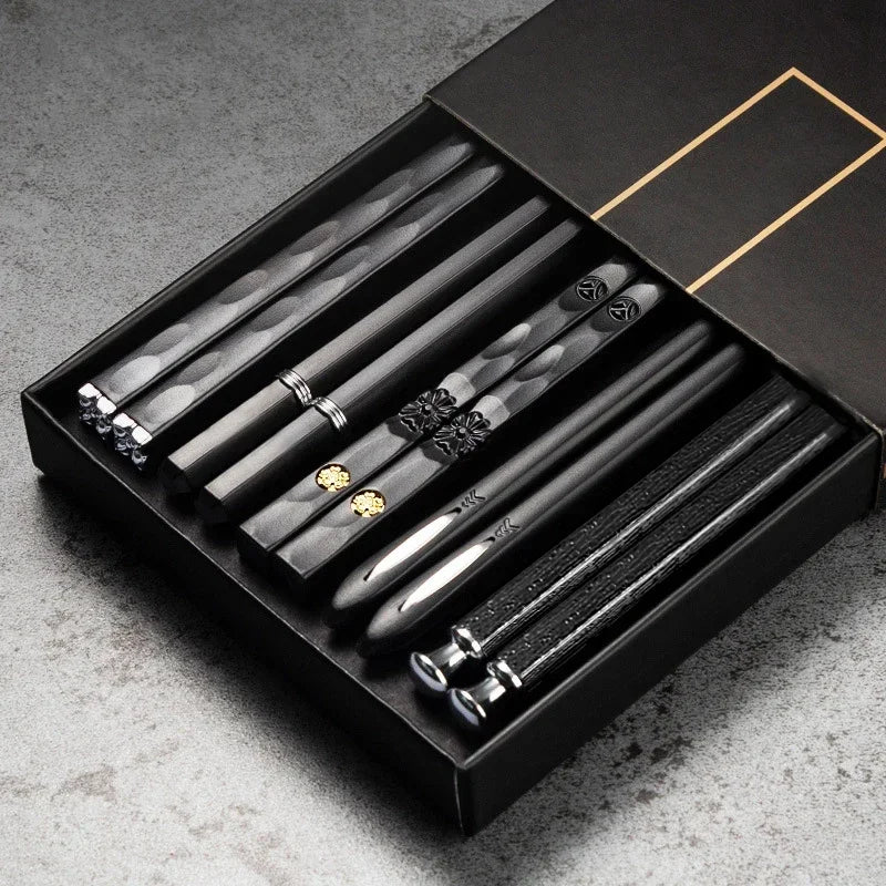 5 Pairs Japanese Non Slip Chopsticks Reusable Sushi Chopsticks Set for Home Restaurant and Hotel