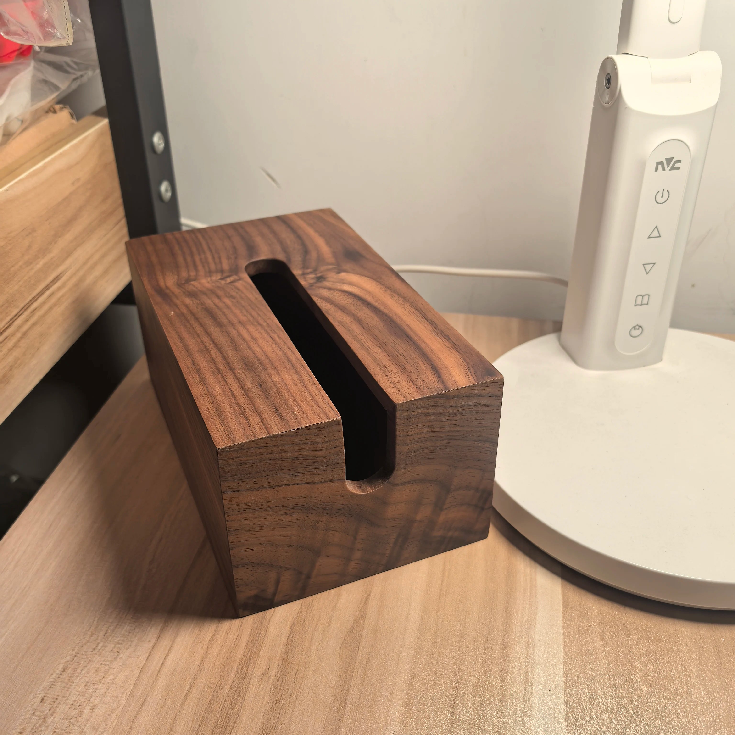 Black Walnut Wooden Tissue Box Holder Dining Table Paper Dispenser Container