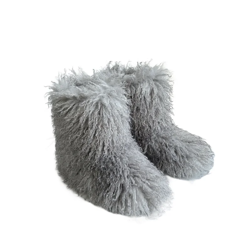 Women Fur Snow Boots Warm Mid Calf Winter Shoes