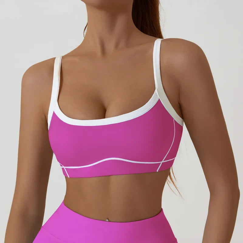 Women Sports Bra Shockproof Push Up Yoga Gym Bra Breathable Fitness Workout Top