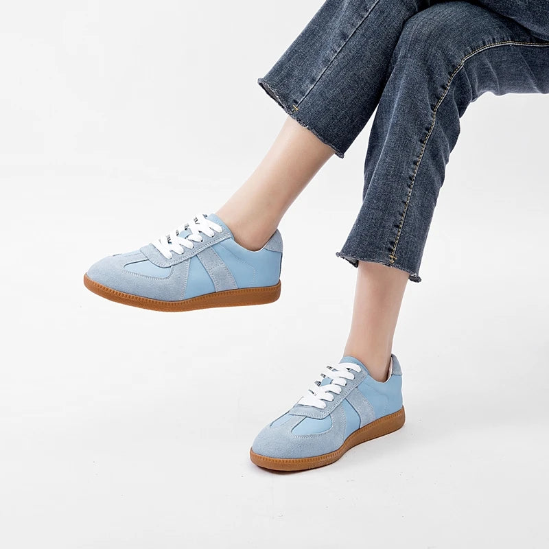 Women Genuine Leather Sneakers Casual Flat Training Shoes Spring 2026