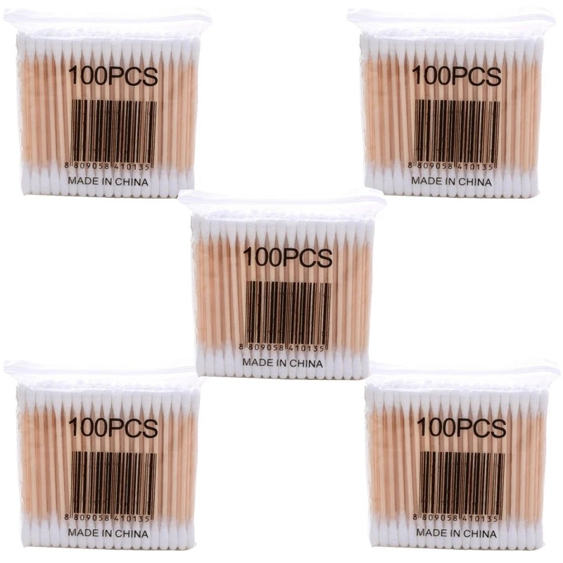 Cotton Swab Storage Box with Bamboo Lid
