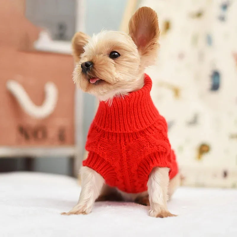 Dog Winter Knitted Sweater Pet Clothes Small Medium Dogs Warm Puppy Coat
