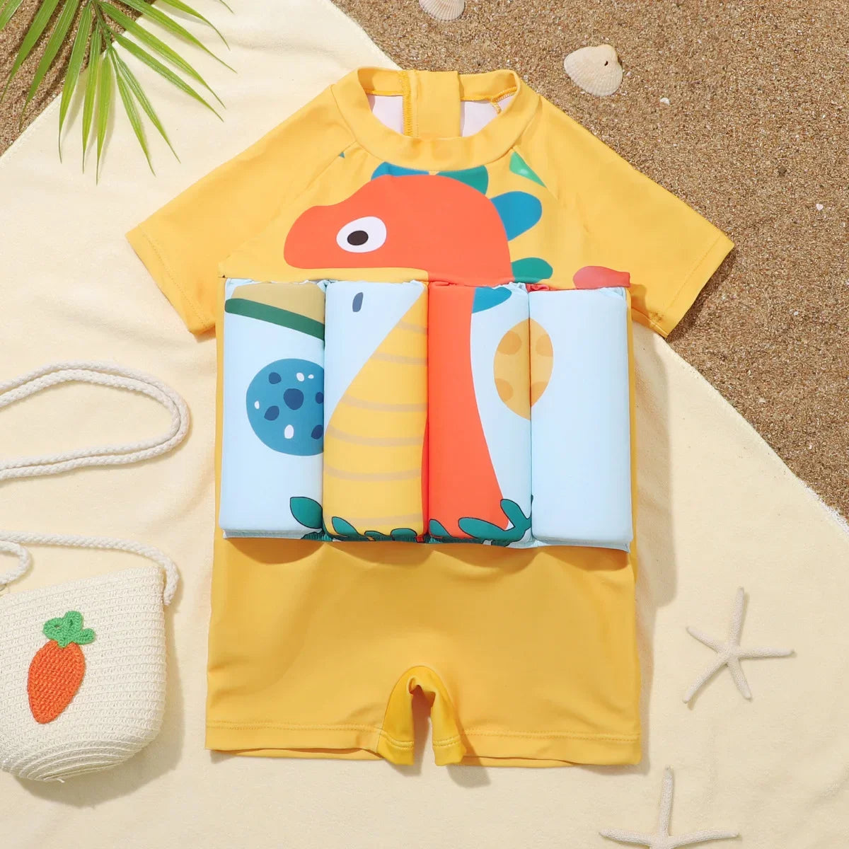 Kids Buoyancy Swimsuit Cartoon Print Floating One Piece Swimwear