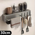 Wall Mounted Kitchen Organizer Carbon Steel No Drill Knife Rack Storage