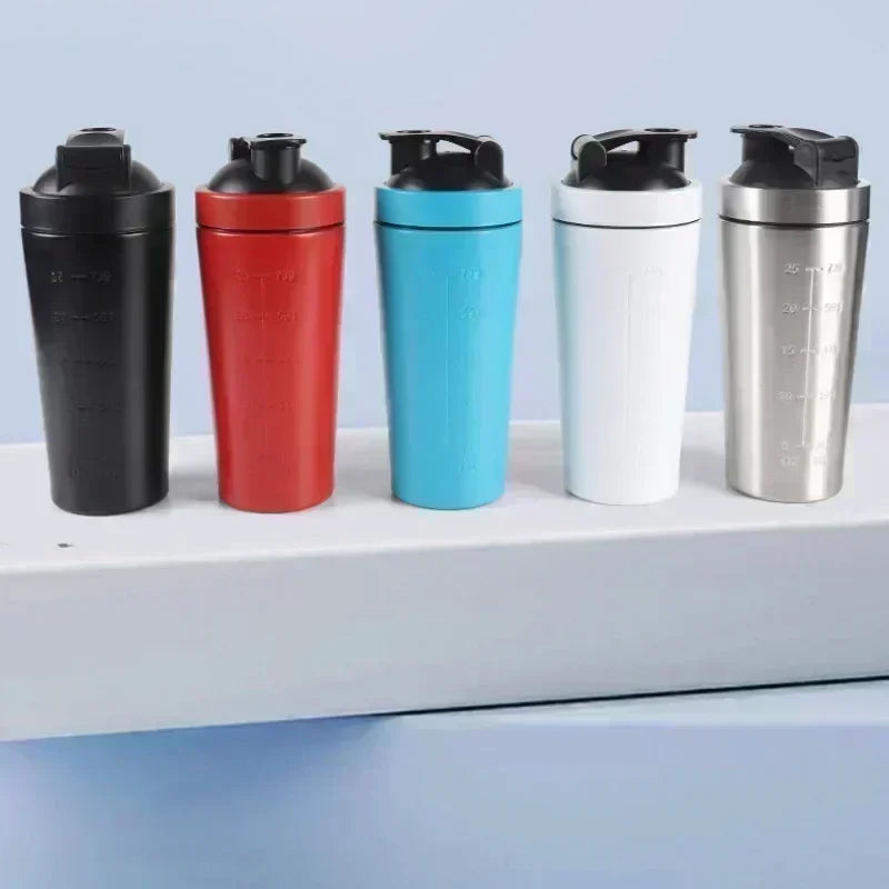 Stainless Steel Protein Shaker Bottle 500ml–750ml – Leakproof Gym Shaker Cup for Fitness & Sports Drinks