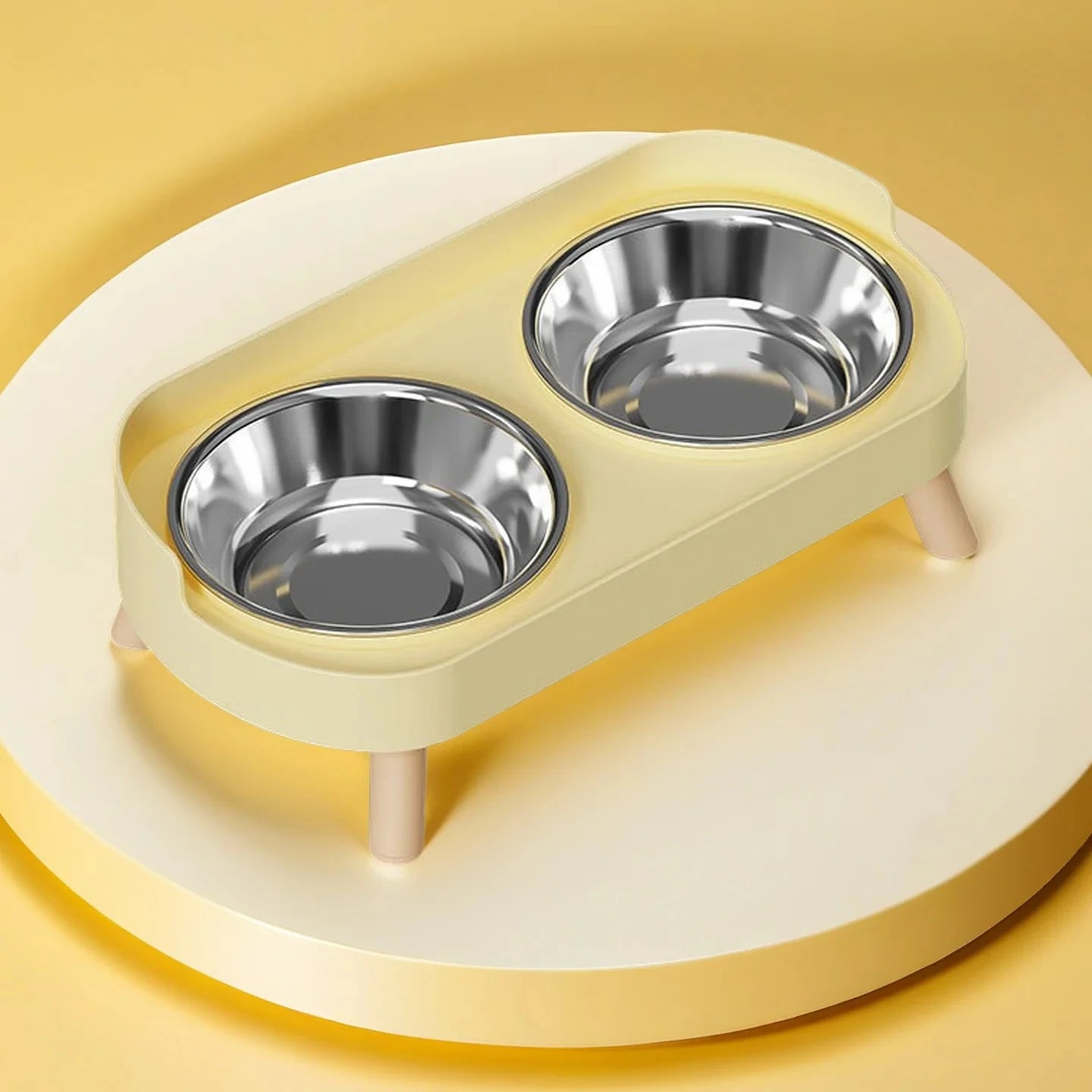 Raised Pet Feeder Bowl Set – Dual Stainless Steel Bowls for Cats and Small Dogs