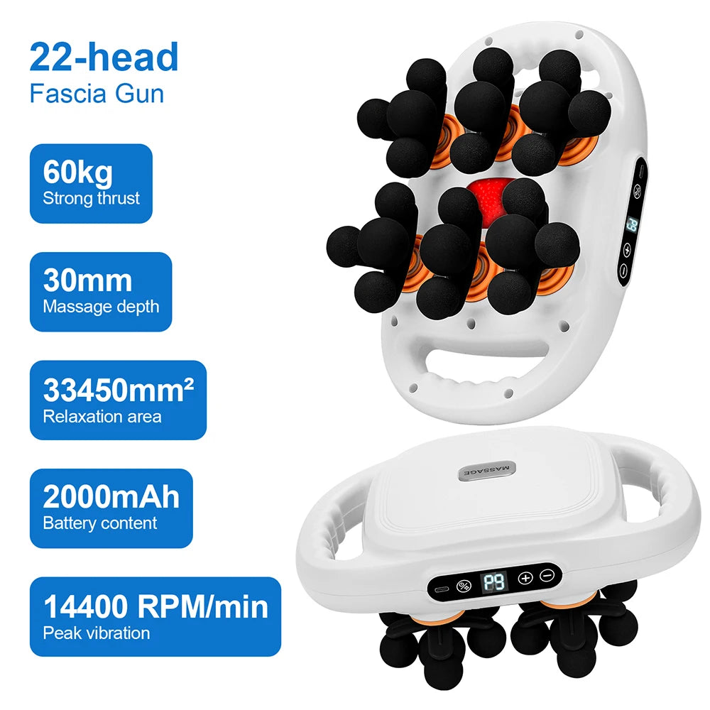 42 Heads Massage Gun Deep Tissue Muscle Massager High Frequency Body Fascia Gun for Back Neck Shoulder