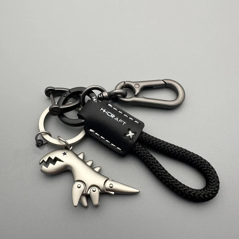 Leather Woven Keychain Metal Car Motorcycle Keyring Handbag Pendant Gift