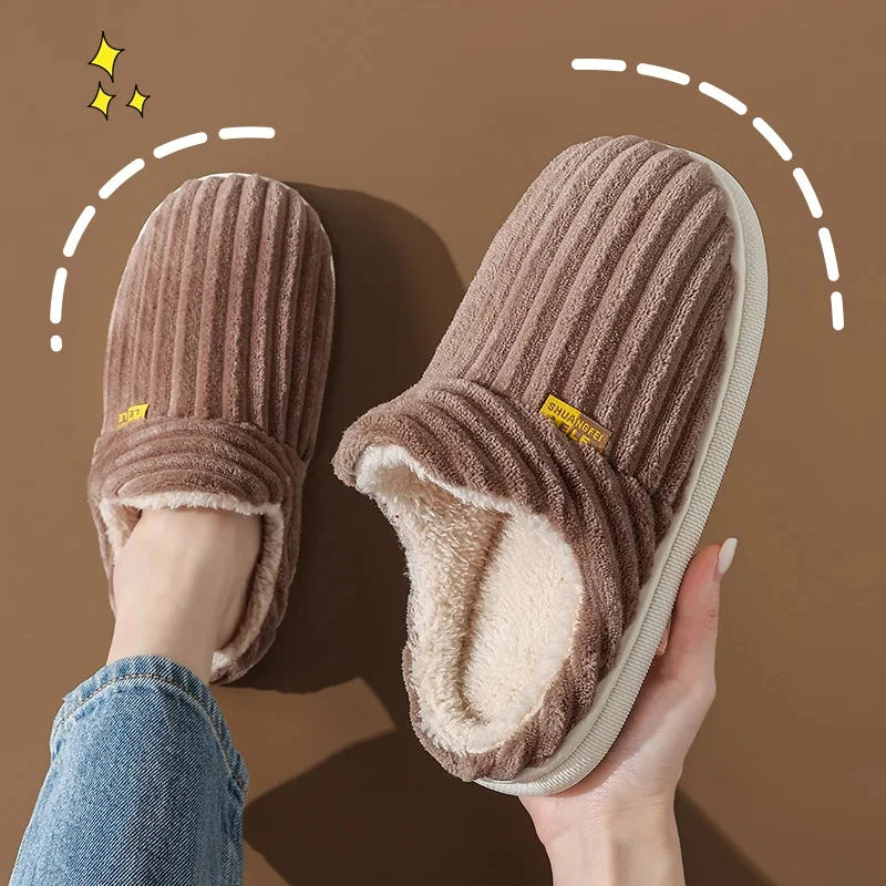 Cozy Plush Slippers Warm Fleece Lined Indoor House Shoes Soft Comfortable Winter Slippers for Men Women