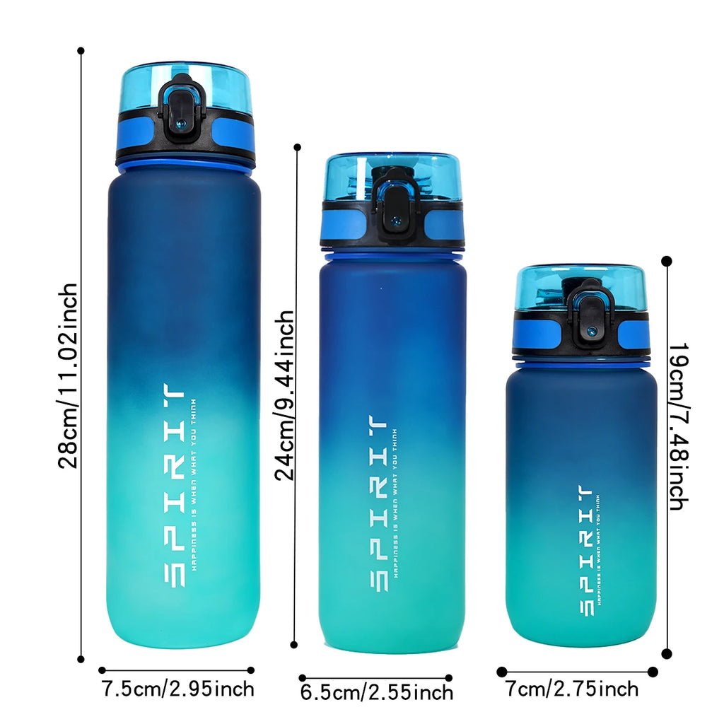 Gradient Water Bottle 600ml 750ml 1000ml Leakproof Portable Sports Gym Bottle BPA Free Outdoor Travel Drink Bottle