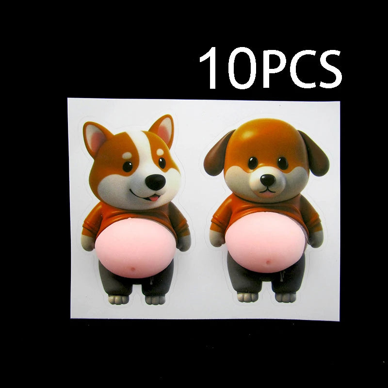 3D Cute Shiba Inu Silicone Self Adhesive Stickers Orange Design