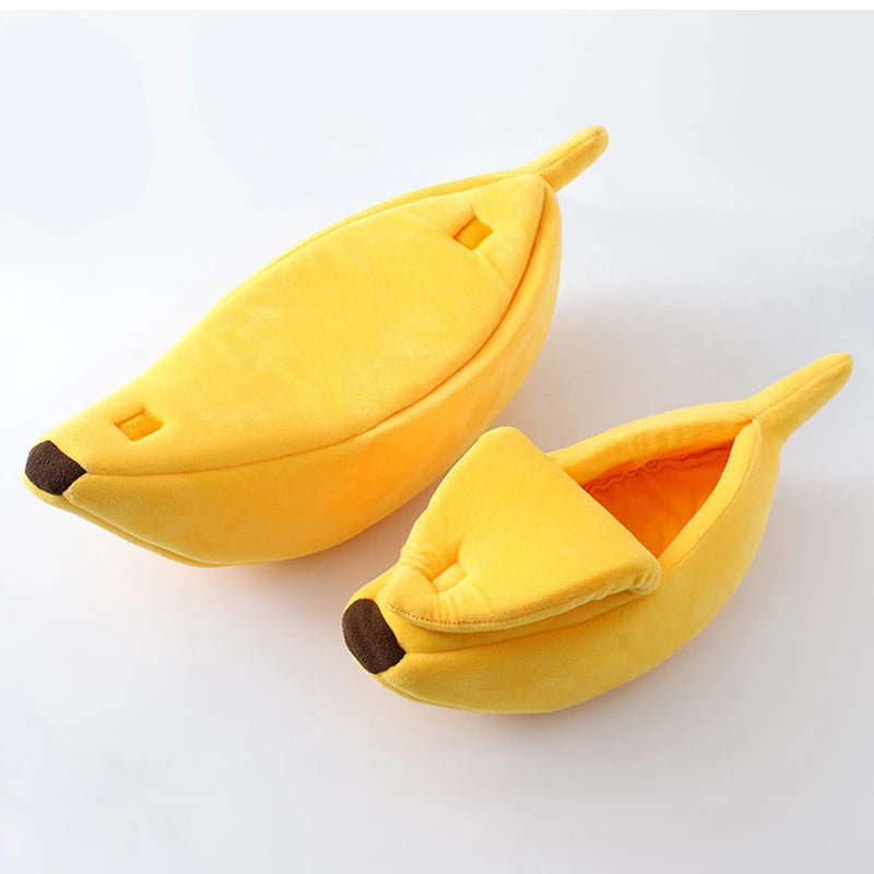 Banana Cat Bed Cozy Warm Pet House Soft Cushion for Cats and Small Dogs