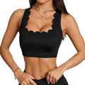 Women Sports Bra Square Neck Quick Dry Yoga Gym Crop Top Cross Strap Built In Bra