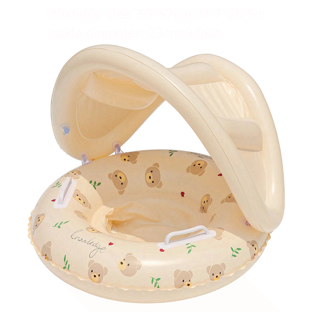 Kids Bear & Rabbit Arm Float Canopy Inflatable Pool Float for Summer Beach & Pool