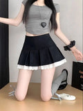 Floral Edge Lace Pleated Skirt A-Line Fashion Versatile Women Skirt New Style
