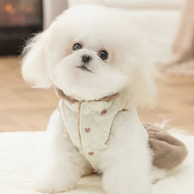 Heart Print Dog Winter Jacket Warm Puppy Coat for Small Pets