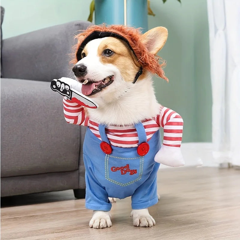 Halloween Funny Doll Pet Costume with Wig for Dogs and Cats