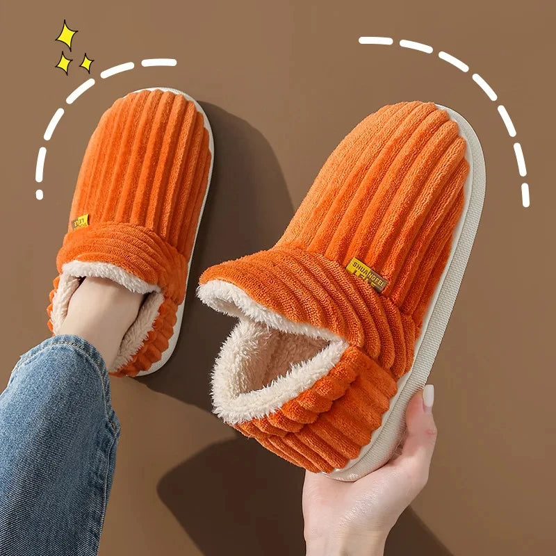 Cozy Plush Slippers Warm Fleece Lined Indoor House Shoes Soft Comfortable Winter Slippers for Men Women