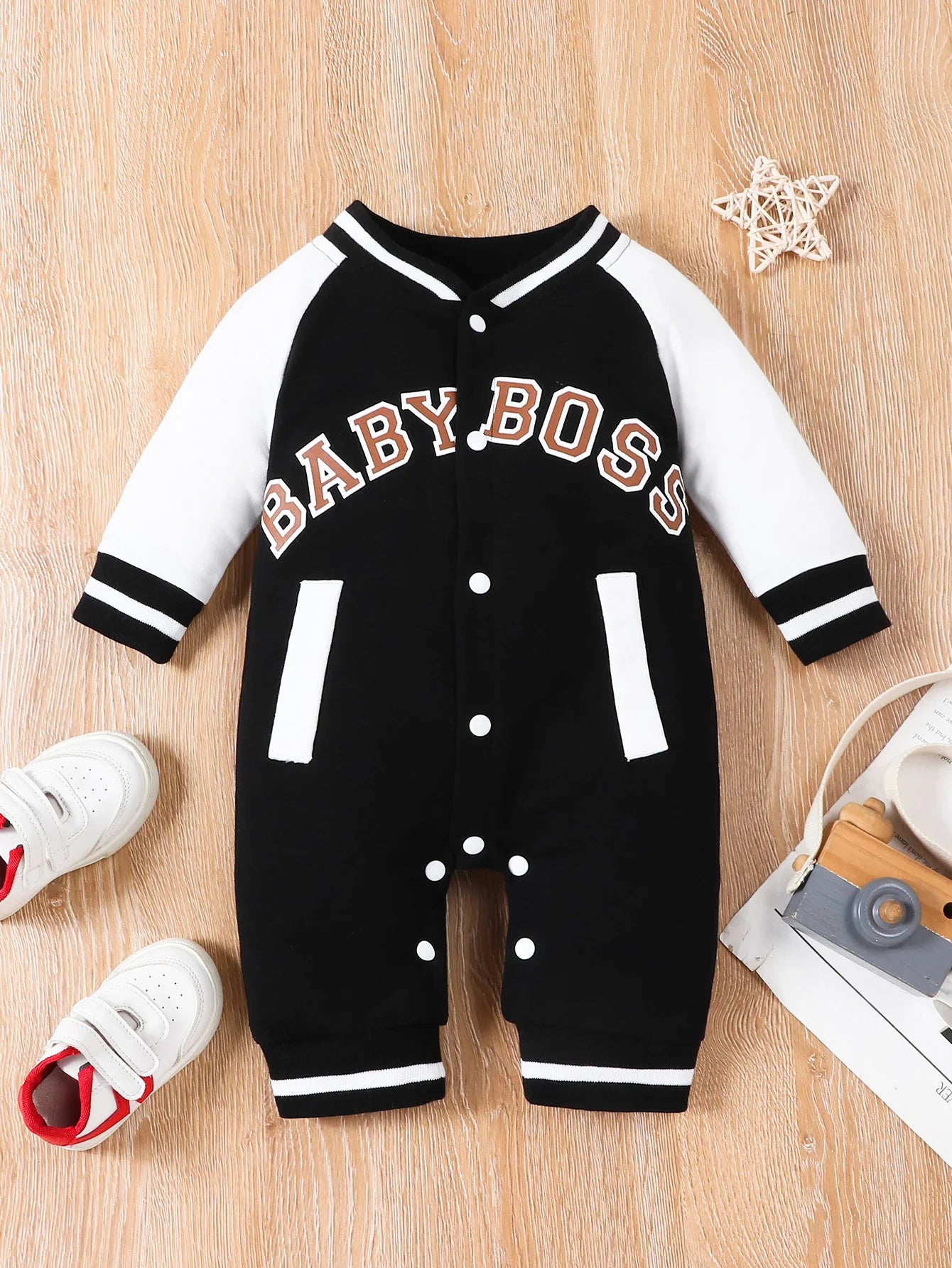 Baby Boy Letter Print Long Sleeve Jumpsuit