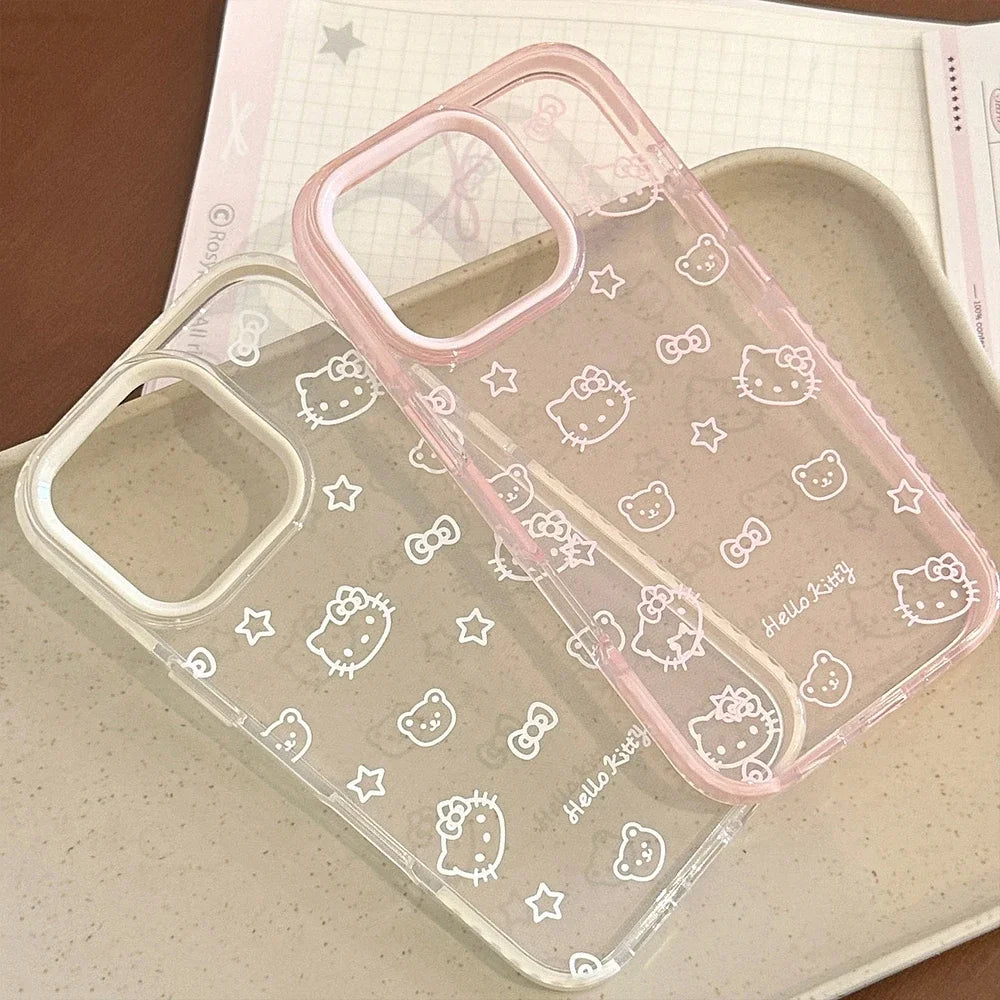 Transparent Bow Hello Kitty Shockproof iPhone Case