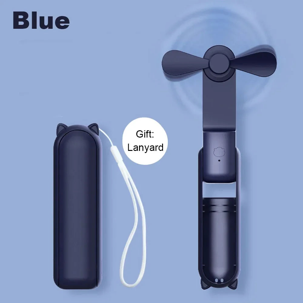USB Rechargeable Mini Hand Fan – Foldable Portable Cooling Fan for Travel
