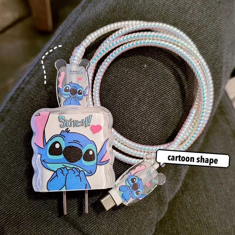 Cartoon Stitch Charger Cable Protector Case for iPhone Fast Charging Cable Winder
