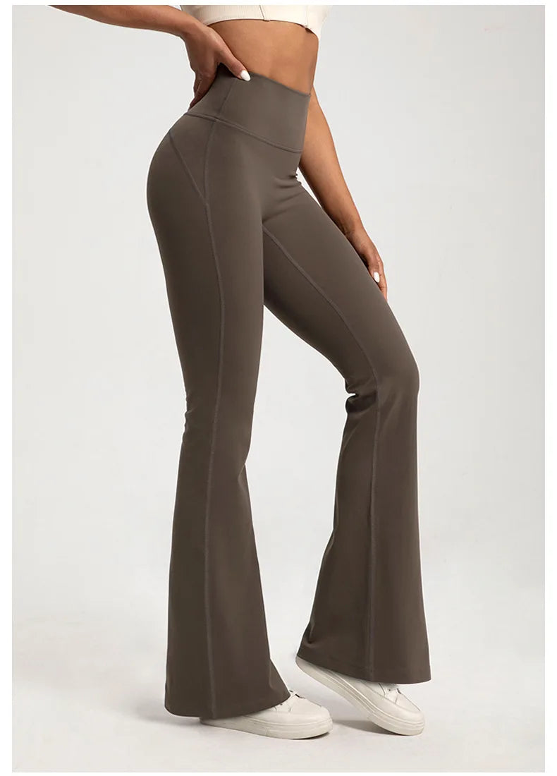 Women High Waisted Bell Bottom Yoga Pants Waist Cinching Fitness Leggings