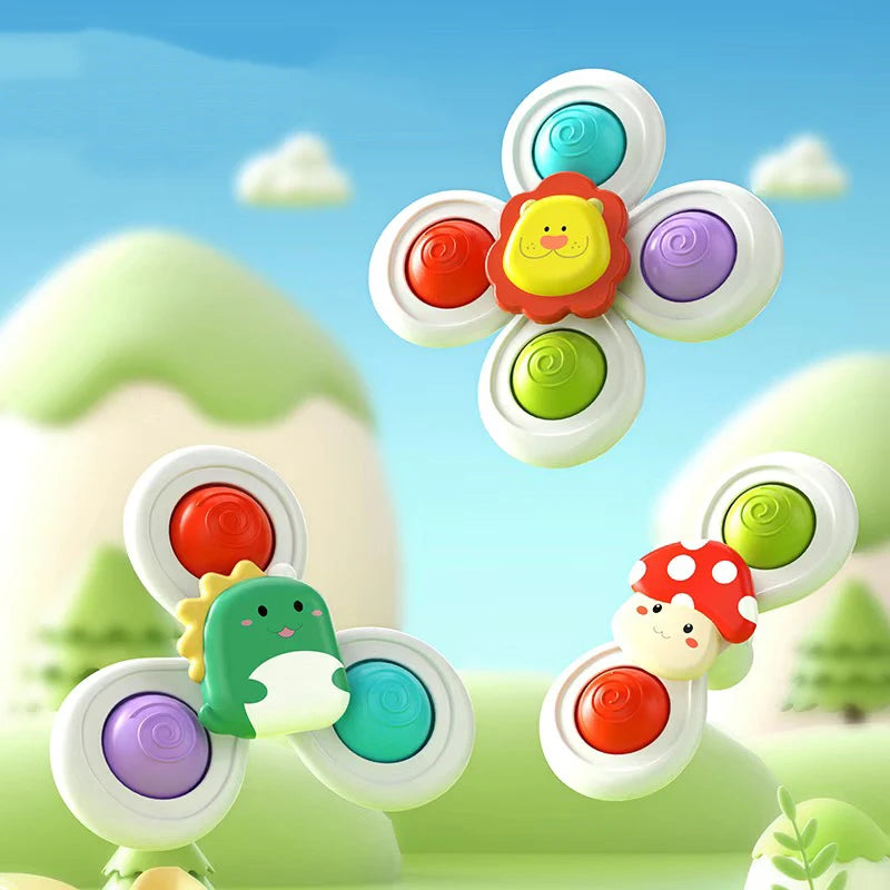 3pcs Cartoon Spinning Bath Toys with Suction Cups