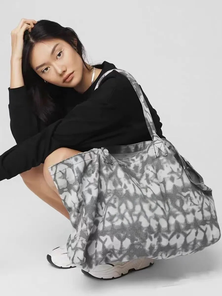 Yoga Canvas Shoulder Bag Large Capacity Sports Shopping Tote Bag Unisex