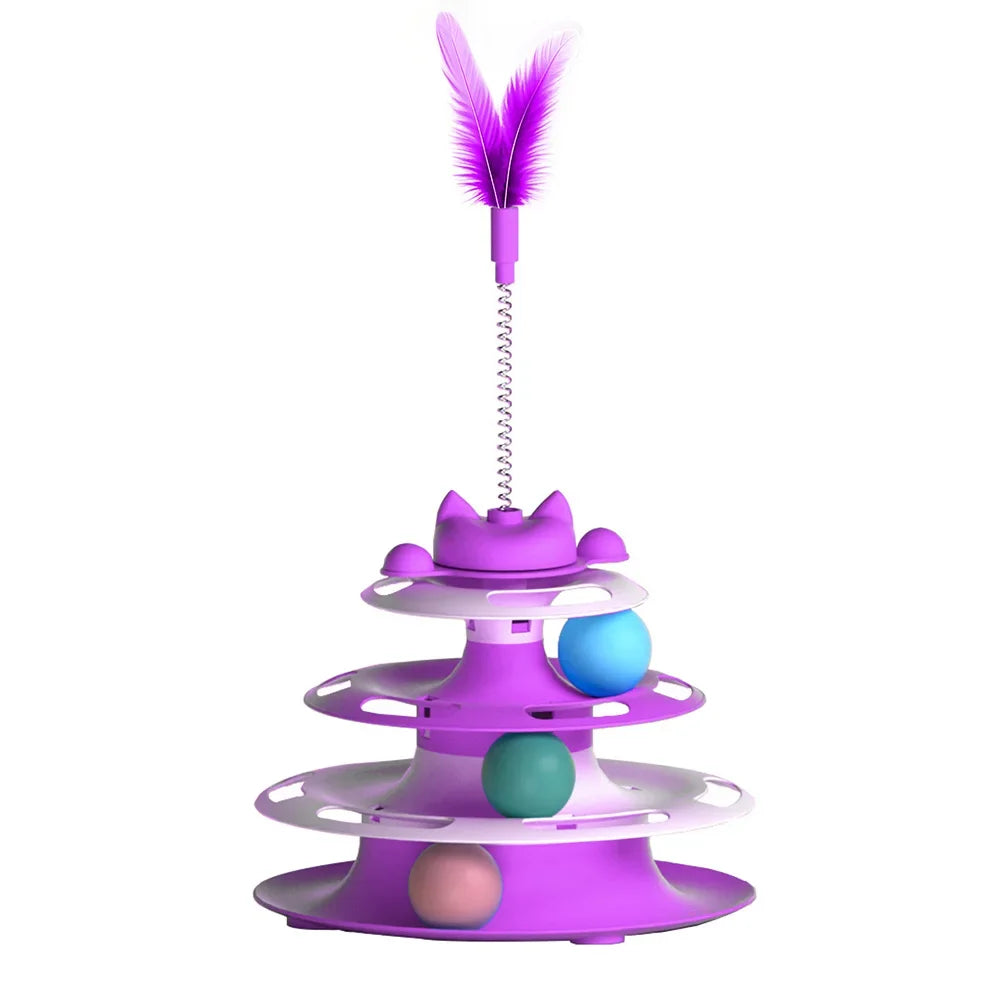 Interactive Cat Turntable Toy with Ball and Stick for Boredom Relief