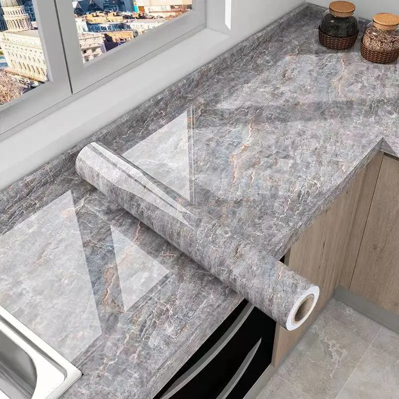 PVC Marble Wall Sticker Self Adhesive Waterproof Oil Resistant Kitchen Wall Decor 40cm