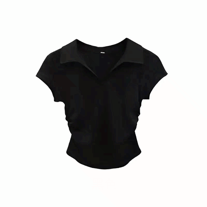 Women’s Slim Fit Cotton Crop Polo T-Shirt Short Sleeve Casual Summer Top
