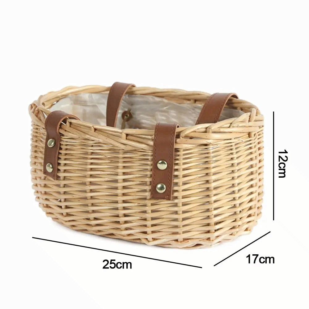 Willow Rattan Woven Basket Half Moon Picnic Flower Storage Basket