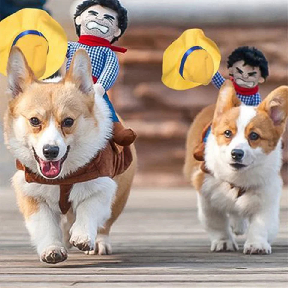 Dog Cowboy Halloween Costume Funny Pet Jacket for Small to Large Dogs