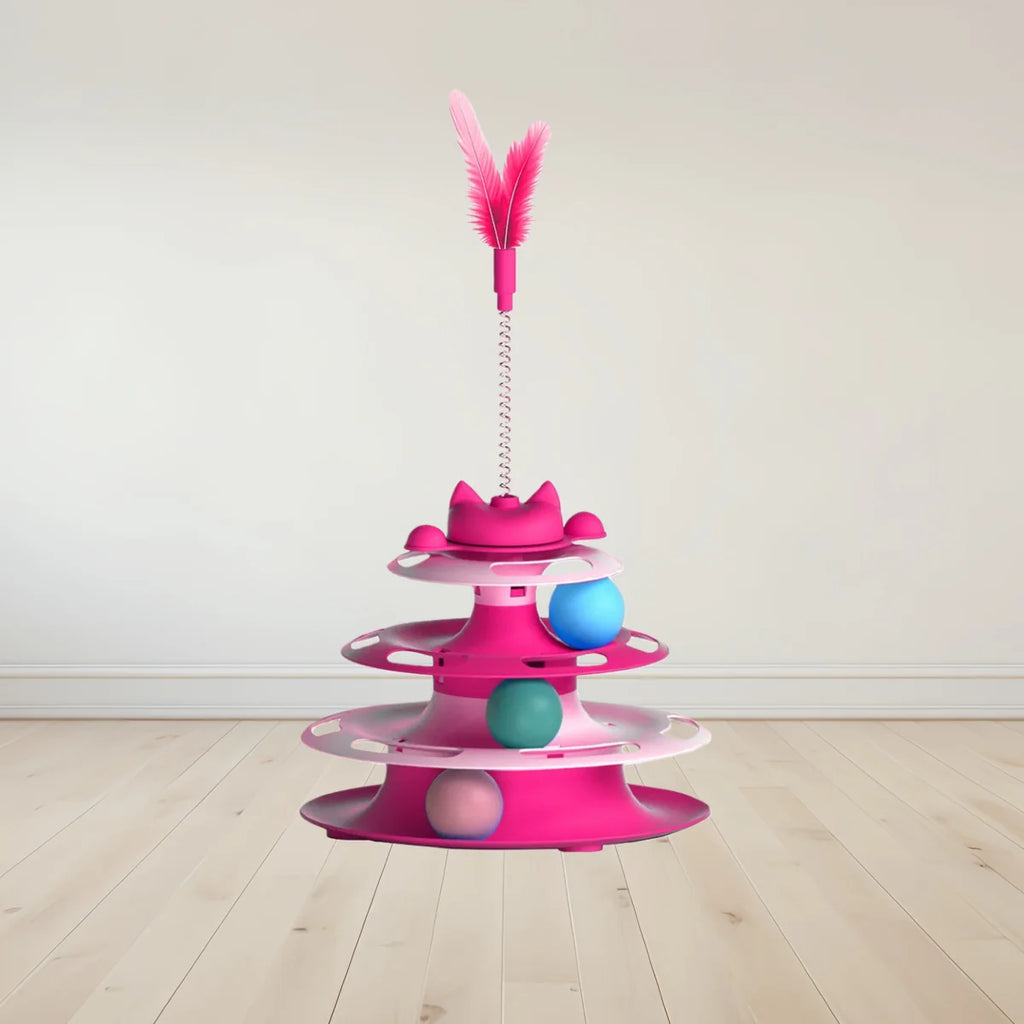 Interactive Cat Turntable Toy with Ball and Stick for Boredom Relief