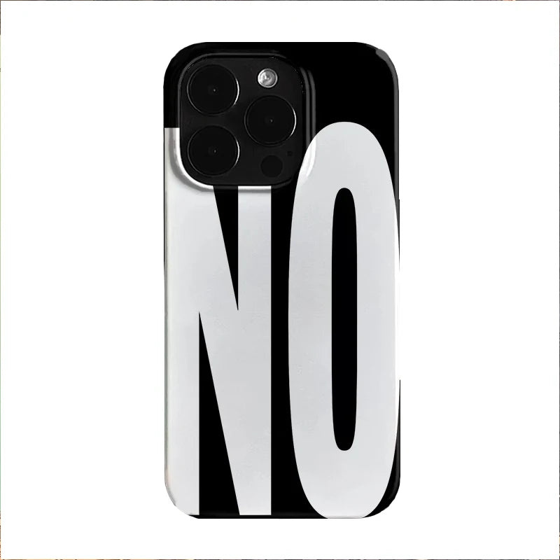 NO YES Personalized Black White Letters iPhone Case