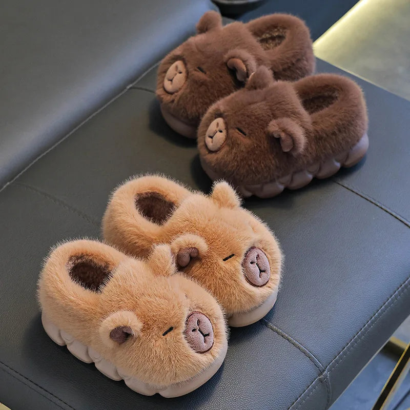 Kids Capybara Plush Slippers Warm Non Slip House Shoes for Boys & Girls