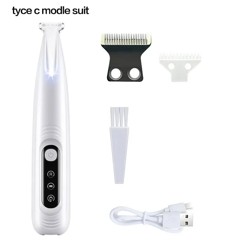 Waterproof Dog Paw Trimmer with LED Light Pet Grooming Clippers