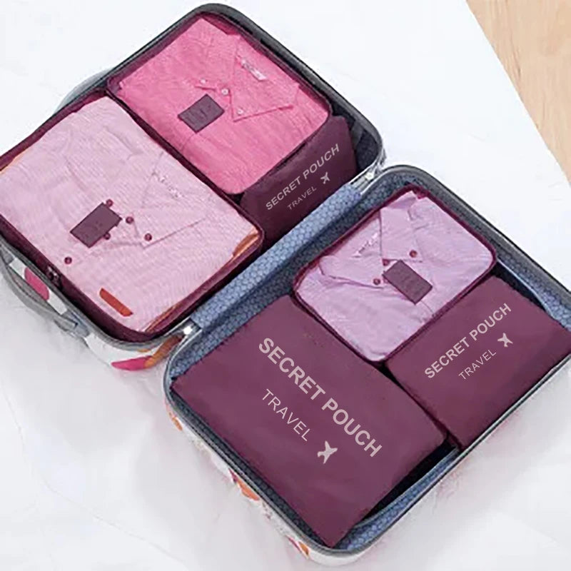 6pcs Travel Storage Bags Waterproof Packing Cubes Set Luggage Organizer Clothes Bags
