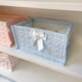Lace Flower Quilted Square Storage Basket Desktop Organizer Home Decor Basket