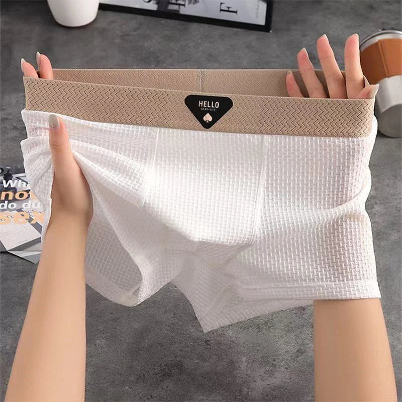 4 Pack Men Ice Silk Boxer Shorts Breathable Plus Size Underwear