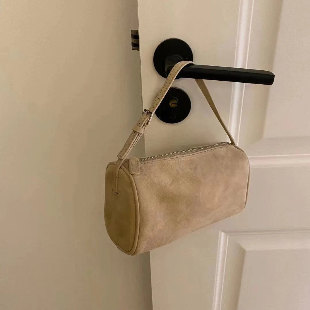 Women Suede Mini Crossbody Bag Soft Cowhide One Shoulder Handbag