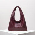 Vintage Woven Leather Shoulder Bag Large Capacity Crescent Tote for Women