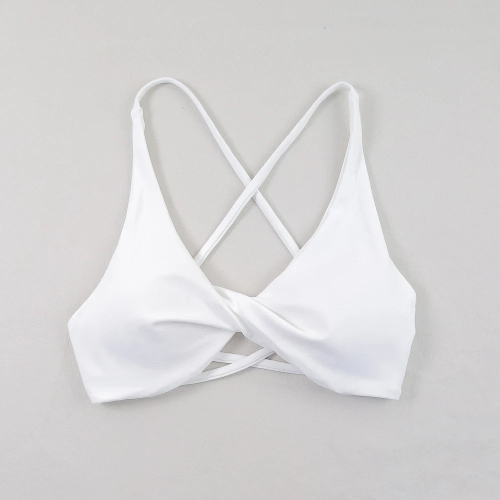 Women Strappy Cross Back Sports Bra Seamless Yoga Gym Fitness Top