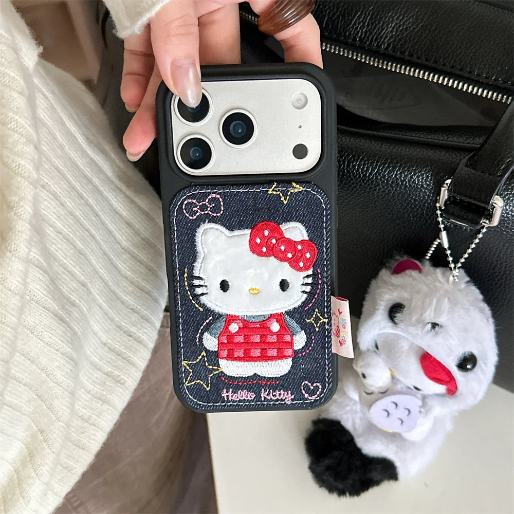 Leather Cartoon Hello Kitty Love Heart Stars iPhone Case